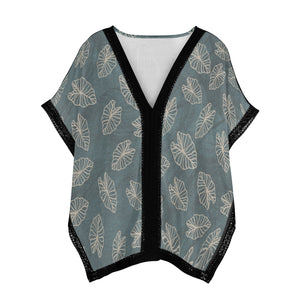 Kalo Hawaiian Print Women's Beach Cover Up - Teal Watercolor