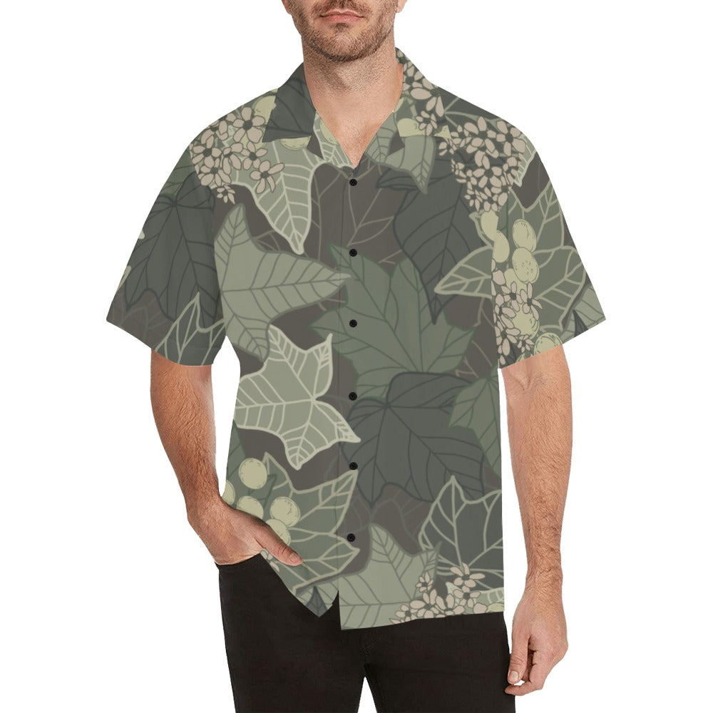 Kukui Nut Hawaiian Print Men's Aloha Shirt Hawaiian Shirt - Candle Nut Green