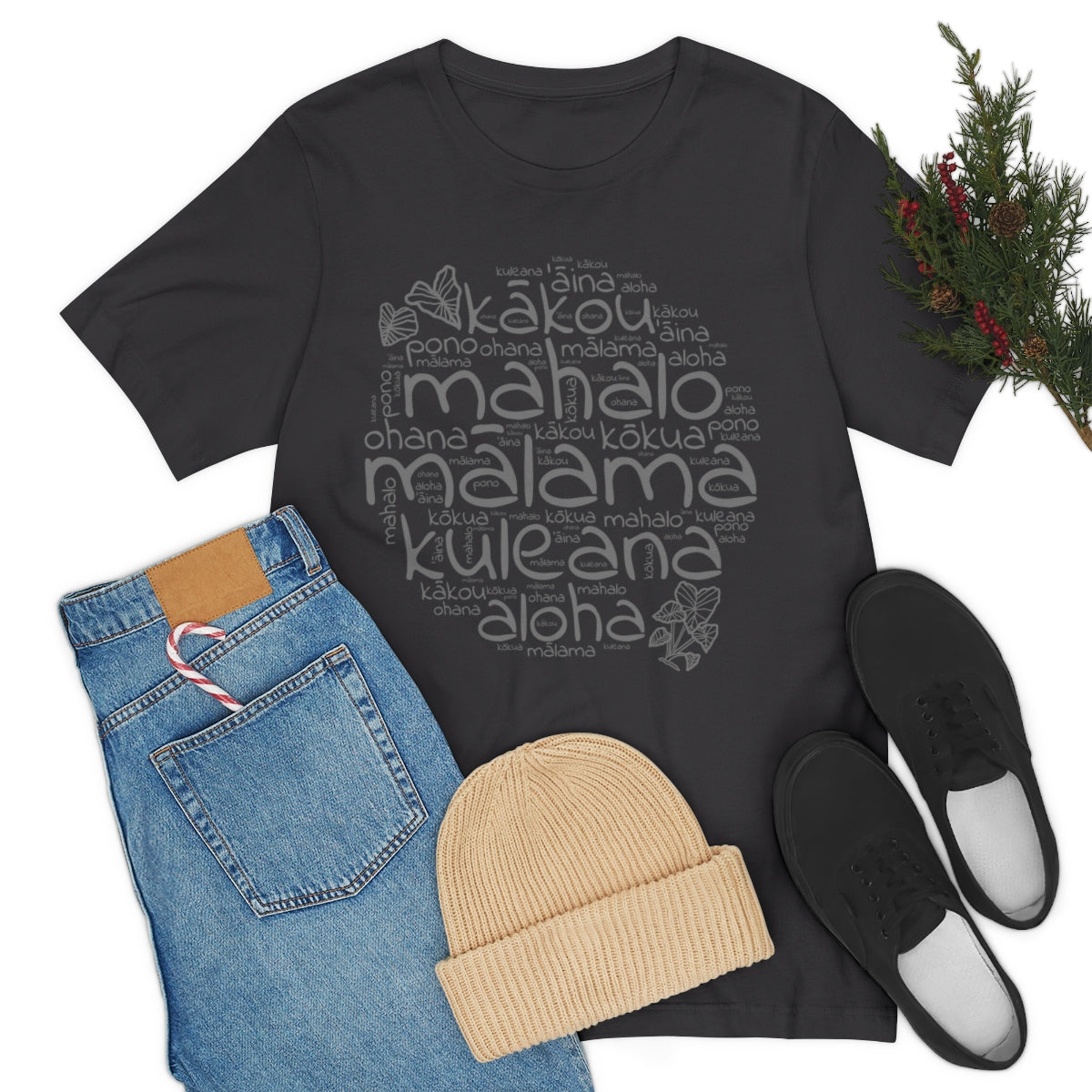 Hawaiian 'Olelo Hawai'i Kuleana with Kalo Plant T-Shirt, Unisex Jersey Short Sleeve Tee