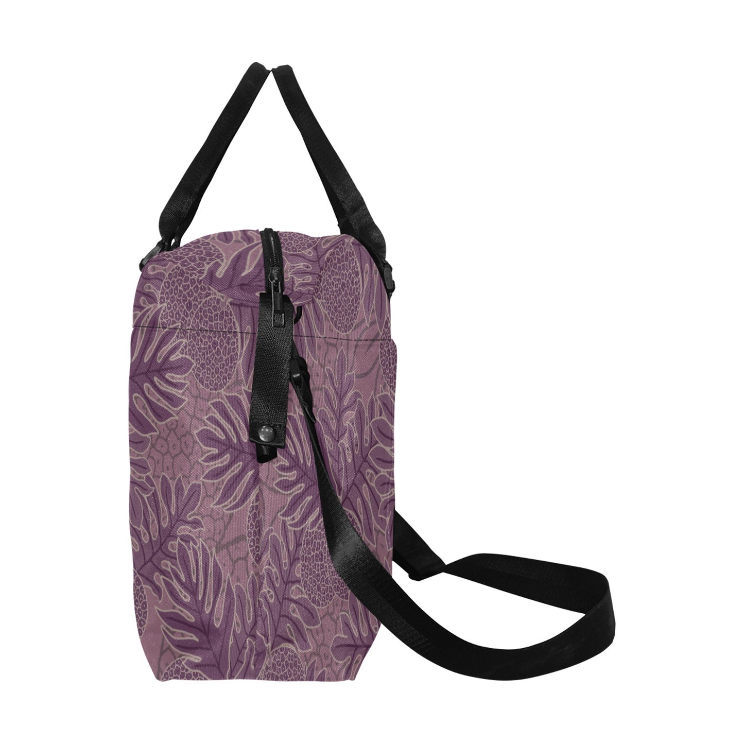 Ulu Breadfruit Hawaiian Print Duffle Bag with Luggage Sleeve - Purple