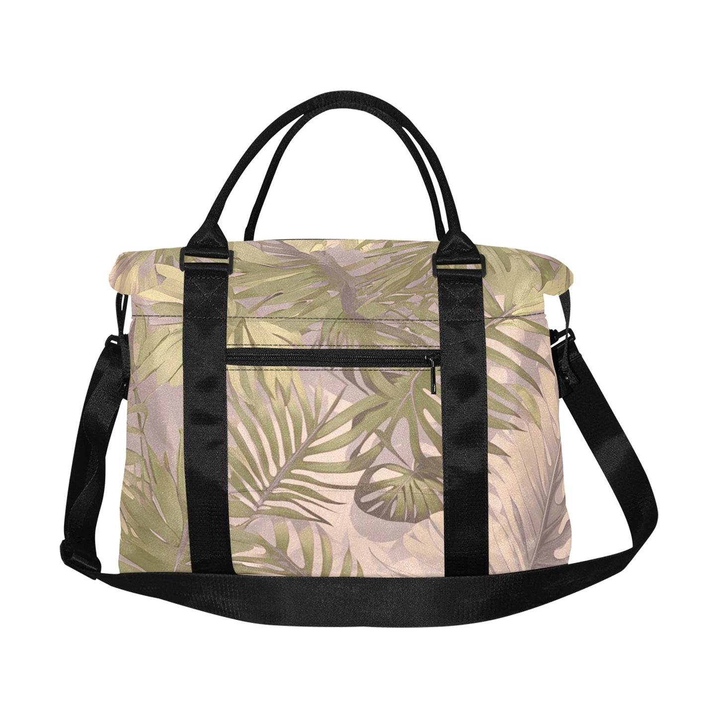 Hawaiian Tropical Print Soft Tones Large Capacity Duffle Bag with Trolley Sleeve