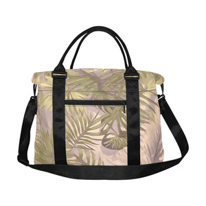 Hawaiian Tropical Print Soft Tones Large Capacity Duffle Bag with Trolley Sleeve