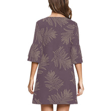 Load image into Gallery viewer, Laua&#39;e Fern Hawaiian Print - Lavender Mauve Sleeve Dress Half Sleeves V-Neck Mini Dress