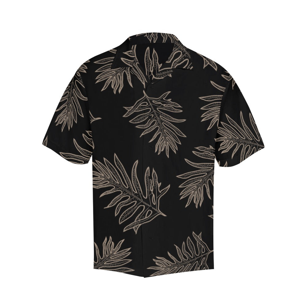 Laua'e Fern Hawaiian Print Men's Aloha Shirt - Black and Tan Hawaiian Shirt
