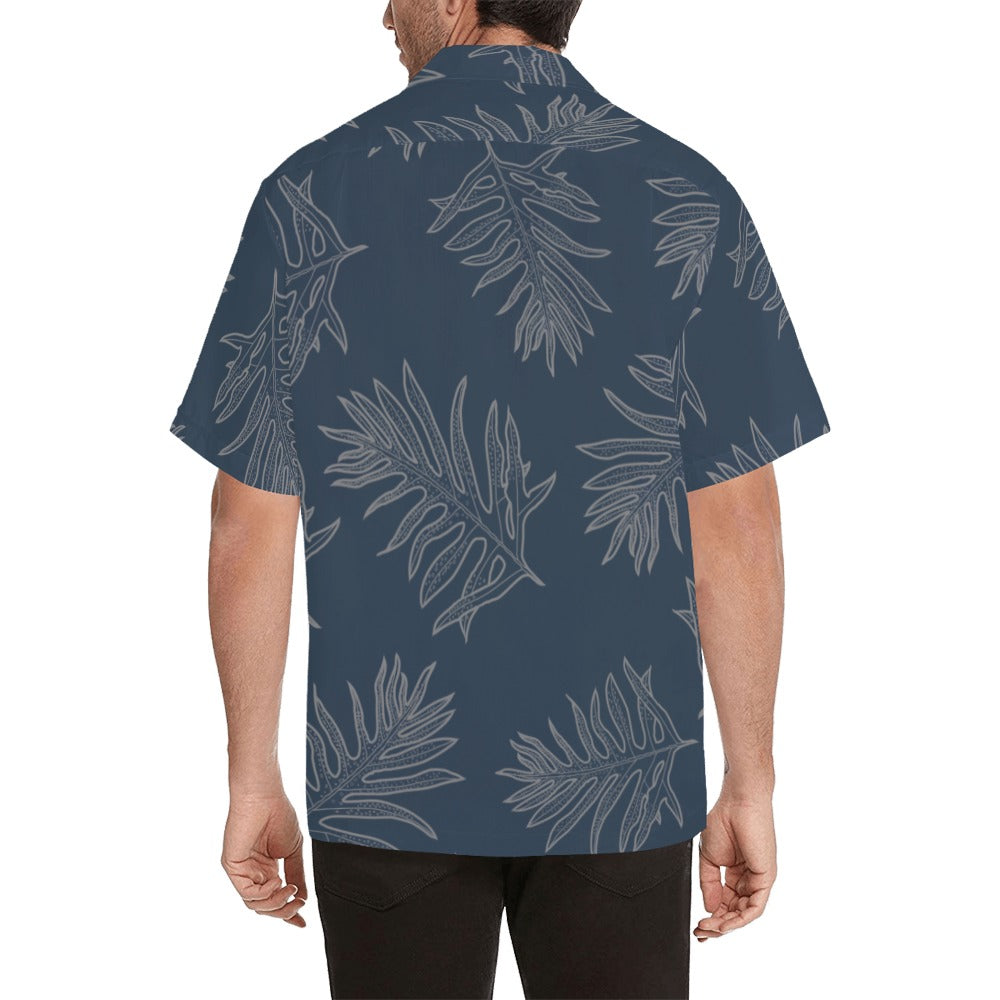 Laua'e Fern Hawaiian Print - Gray Blue Men's Aloha Shirt Hawaiian Shirt