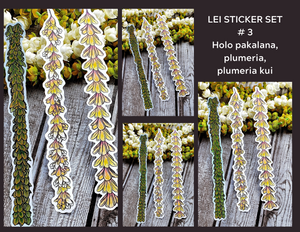 Mini Lei Vinyl Sticker Sets - Set of 3, You Choose - Pakalana, Plumeria, Crown Flower, Tuberose