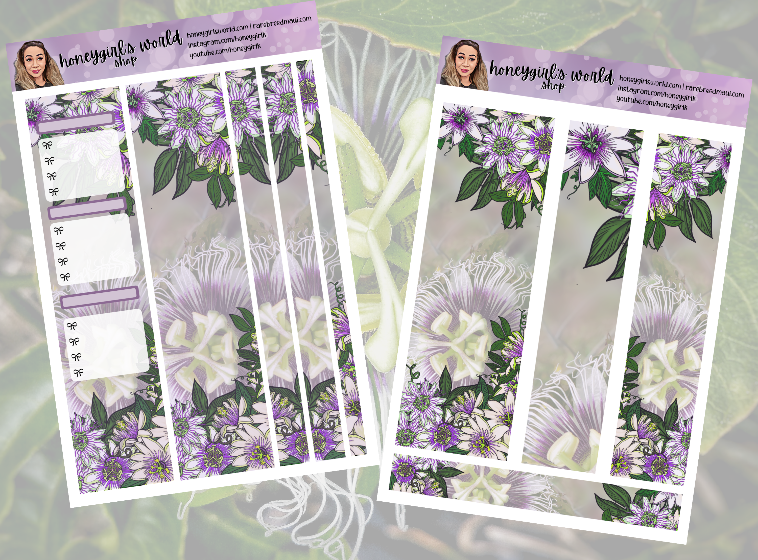 April Monthly Planner Sticker Kit - Spring Passion Fruit Liliko'i Blossom Design - 8 Pages Total, for use with Planners & Bullet Journals