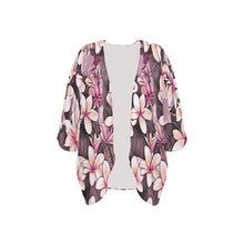 Load image into Gallery viewer, Plumeria Hawaiian Print Kimono Chiffon Cover Up - Pink Tones