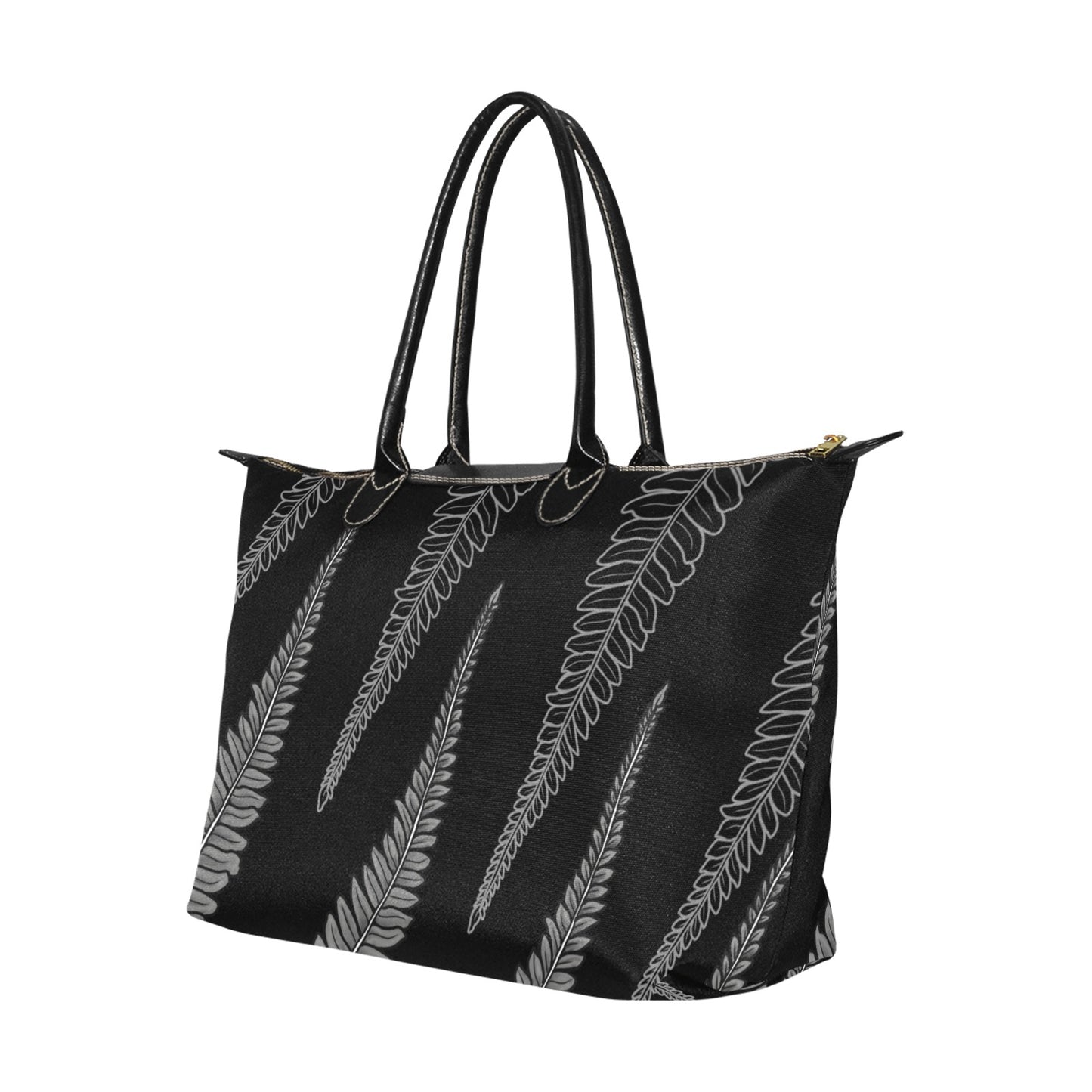 Hapu'u Fern Black and Gray Hawaiian Print Single-Shoulder Handbag