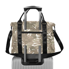 Load image into Gallery viewer, Monstera Hawaiian Print Large Capacity Duffle Bag with Trolley Sleeve Neutral Tones