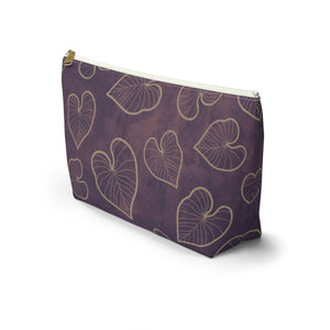 Kalo Taro Hawaiian Print Purple Watercolor Accessory Pouch with T-bottom