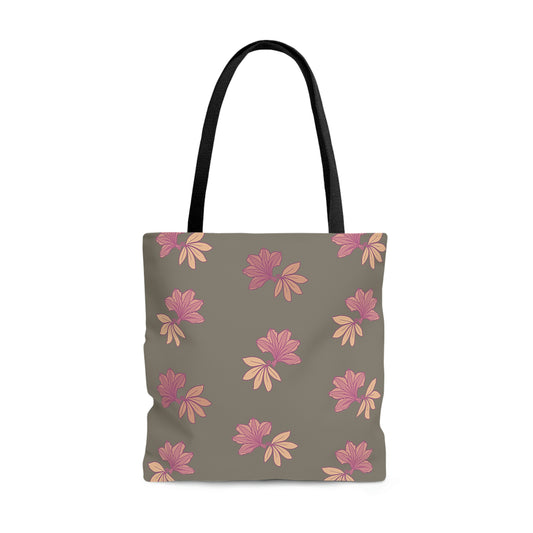 Naupaka Pua Tote Bag Pink & Taupe - Naupaka Kahakai and Naupaka Kuahiwi