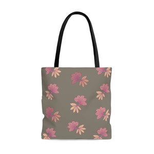 Naupaka Pua Tote Bag Pink & Taupe - Naupaka Kahakai and Naupaka Kuahiwi