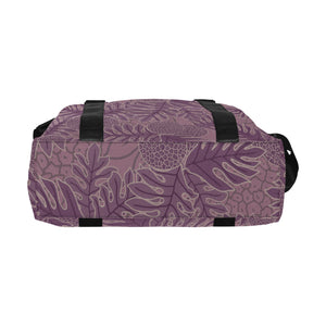 Ulu Breadfruit Hawaiian Print Duffle Bag with Luggage Sleeve - Purple