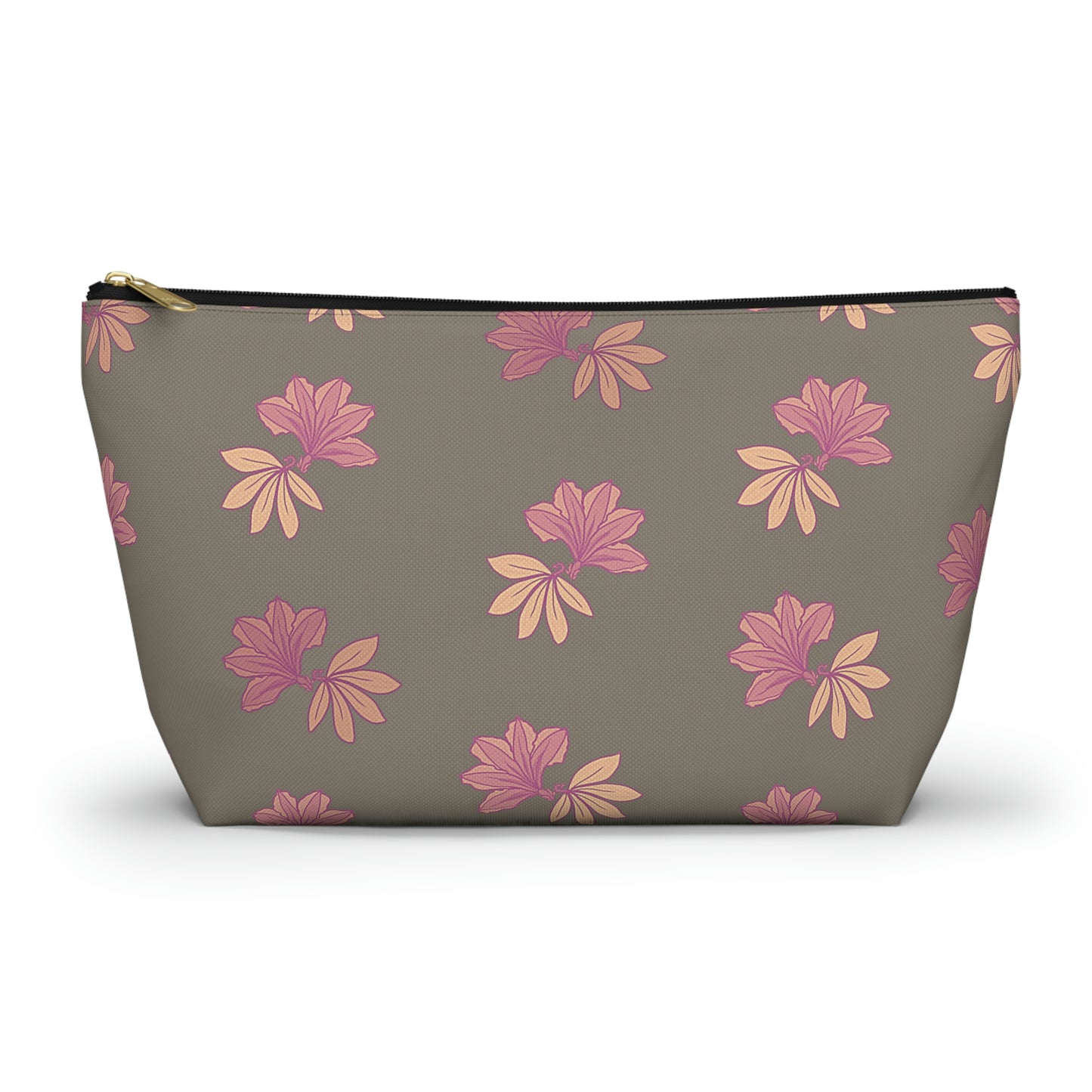 Naupaka Taupe & Pink Accessory Pouch w T-bottom