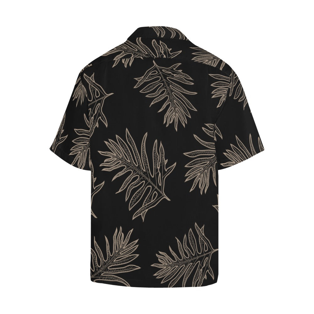 Laua'e Fern Hawaiian Print Men's Aloha Shirt - Black and Tan Hawaiian Shirt