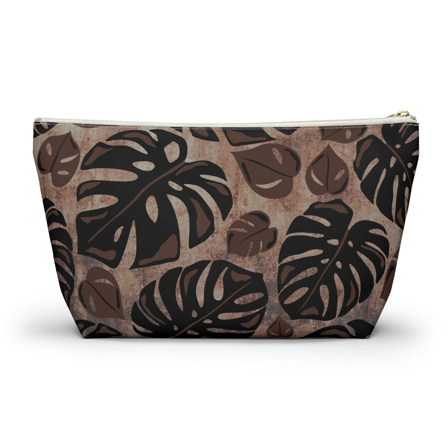 Monstera Watercolor Accessory Pouch with T-bottom