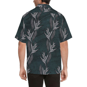 Heliconia Teal Watercolor Men's Aloha Shirt