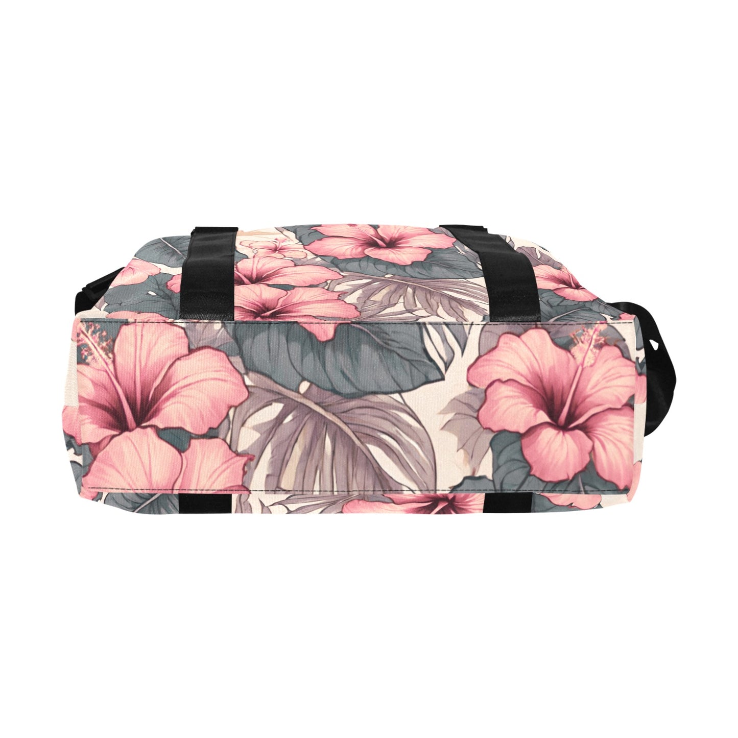 Hibiscus Hawaiian Print Soft Tones Duffle Bag with Trolley Sleeve - The Huaka'i Weekender Duffle