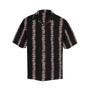Puakenikeni Men's Aloha Shirt - Blush and Black