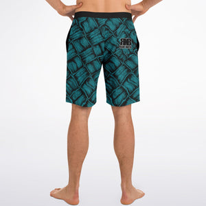 Lauhala Print Board Shorts - Teal & Black