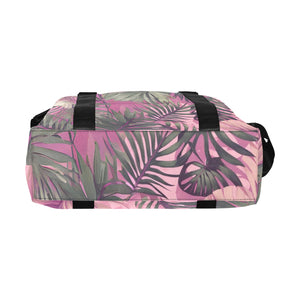 Hawaiian Tropical Print Pink Large Capacity Duffle Bag with Trolley Sleeve