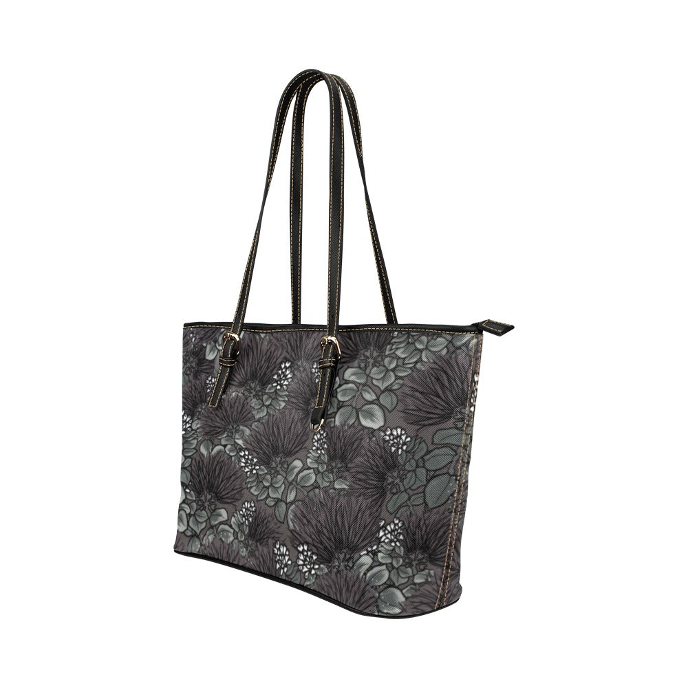 'Ohi'a Lehua Design Faux Leather tote Bag - Large Leather Tote Bag/Large