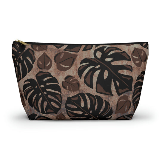 Monstera Watercolor Accessory Pouch with T-bottom