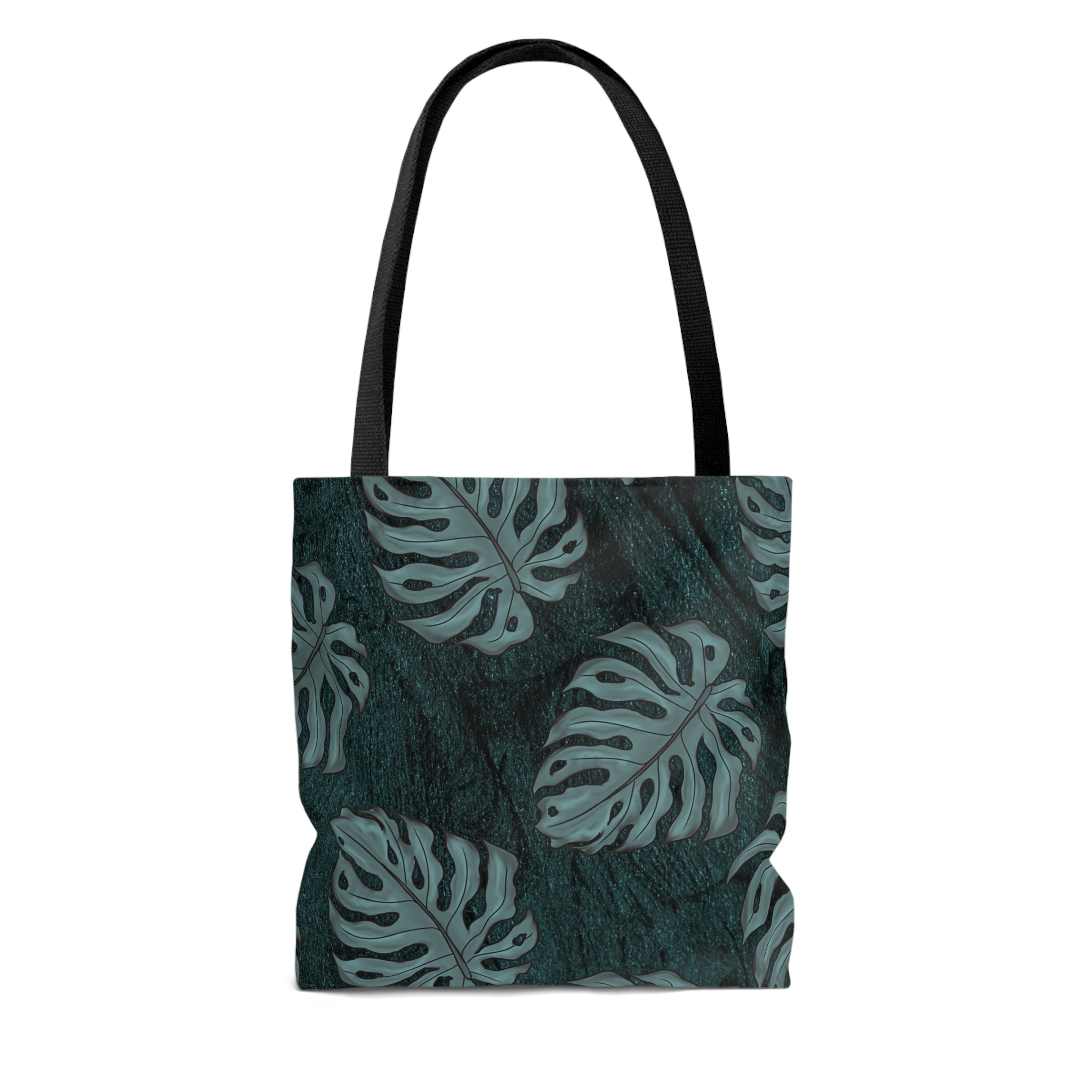 Monstera Teal Watercolor Tote Bag