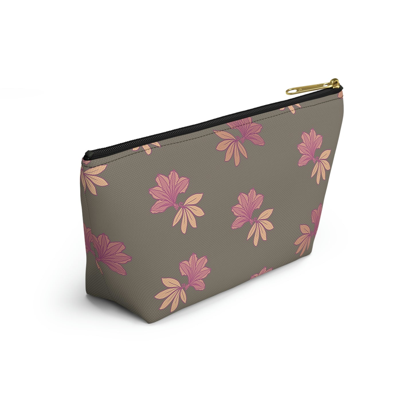 Naupaka Taupe & Pink Accessory Pouch w T-bottom