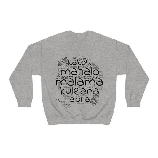 Hawaiian 'Olelo Hawai'i Kuleana with Kalo Plant Unisex Heavy Blend™ Crewneck Sweatshirt