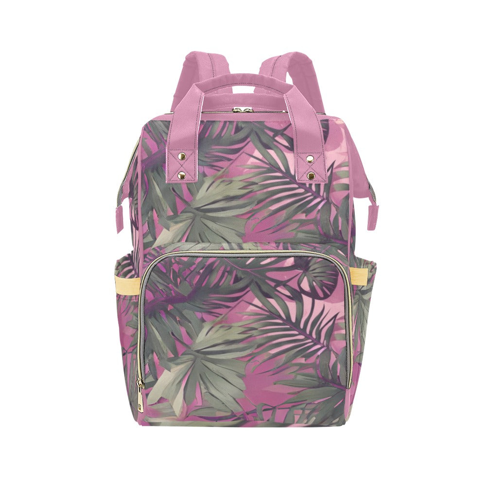 Hawaiian Tropical Print Pink Multi Function Backpack