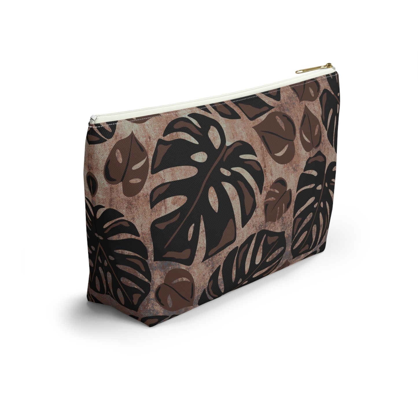 Monstera Watercolor Accessory Pouch with T-bottom