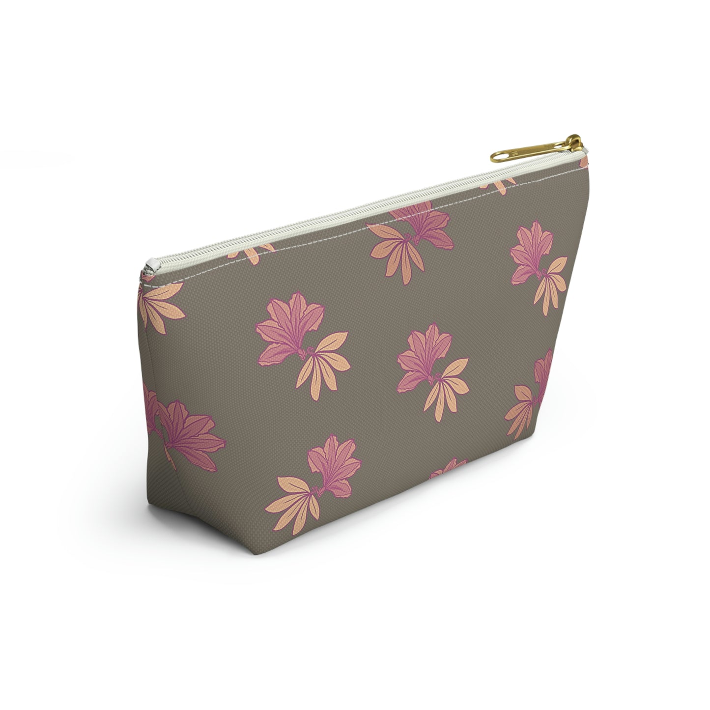 Naupaka Taupe & Pink Accessory Pouch w T-bottom