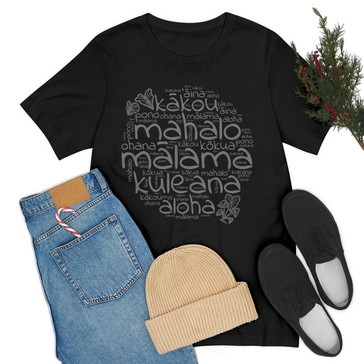 Hawaiian 'Olelo Hawai'i Kuleana with Kalo Plant T-Shirt, Unisex Jersey Short Sleeve Tee