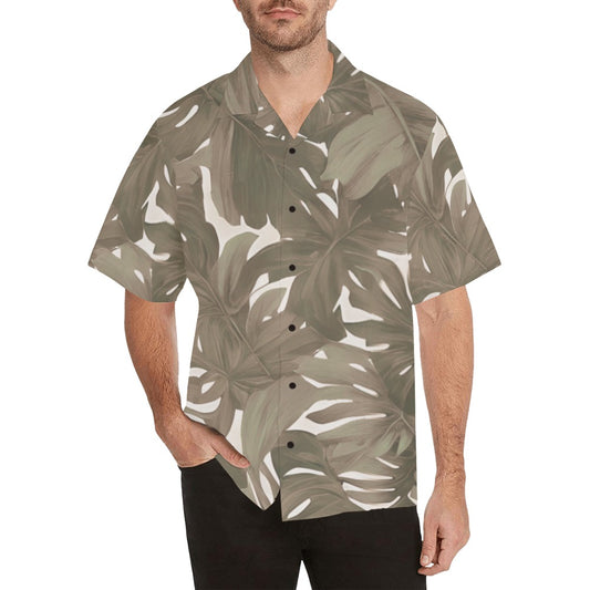 Monstera Neutral Color Men's Aloha Shirt