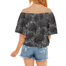 Load image into Gallery viewer, &#39;Ohi&#39;a Lehua Design Hawaiian Print Off Shoulder Front Knot Blouse