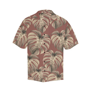 Mauve Monstera Hawaiian Print Men's Aloha Shirt