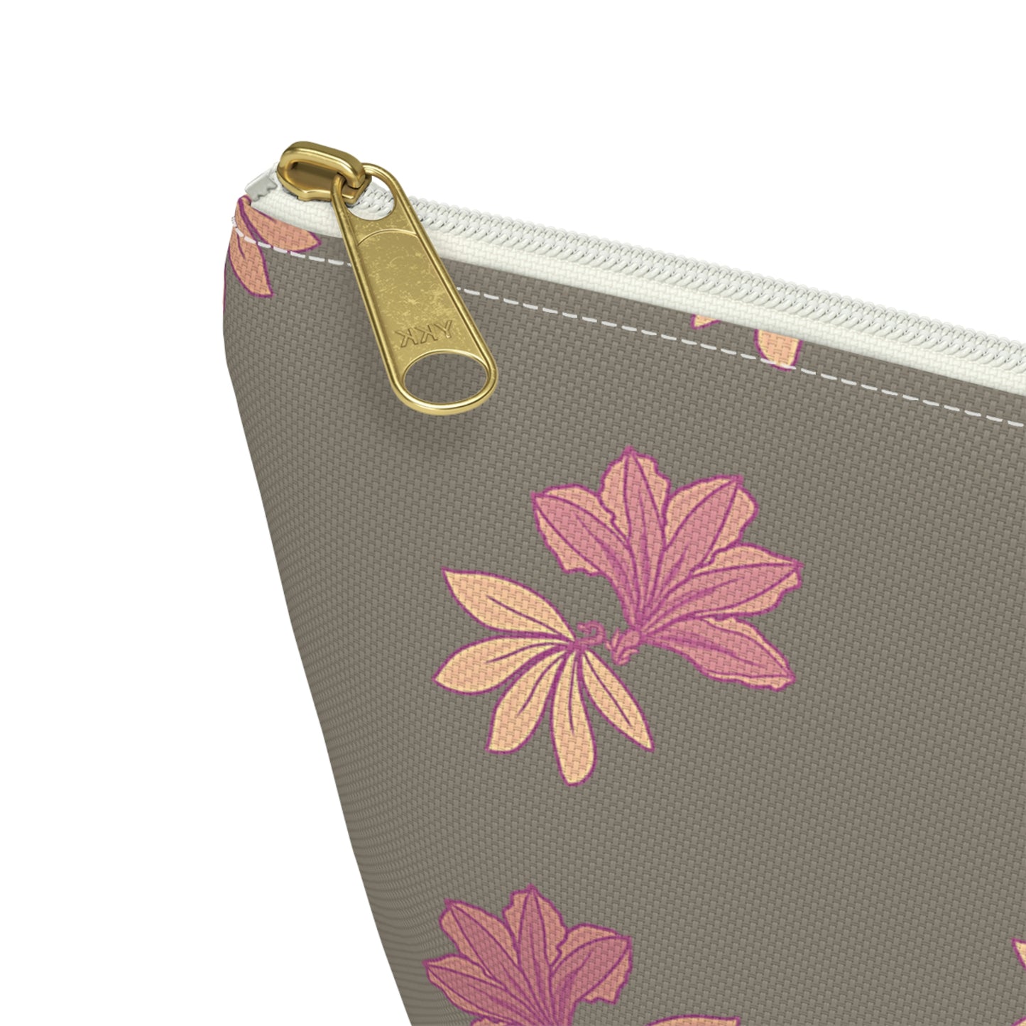 Naupaka Taupe & Pink Accessory Pouch w T-bottom