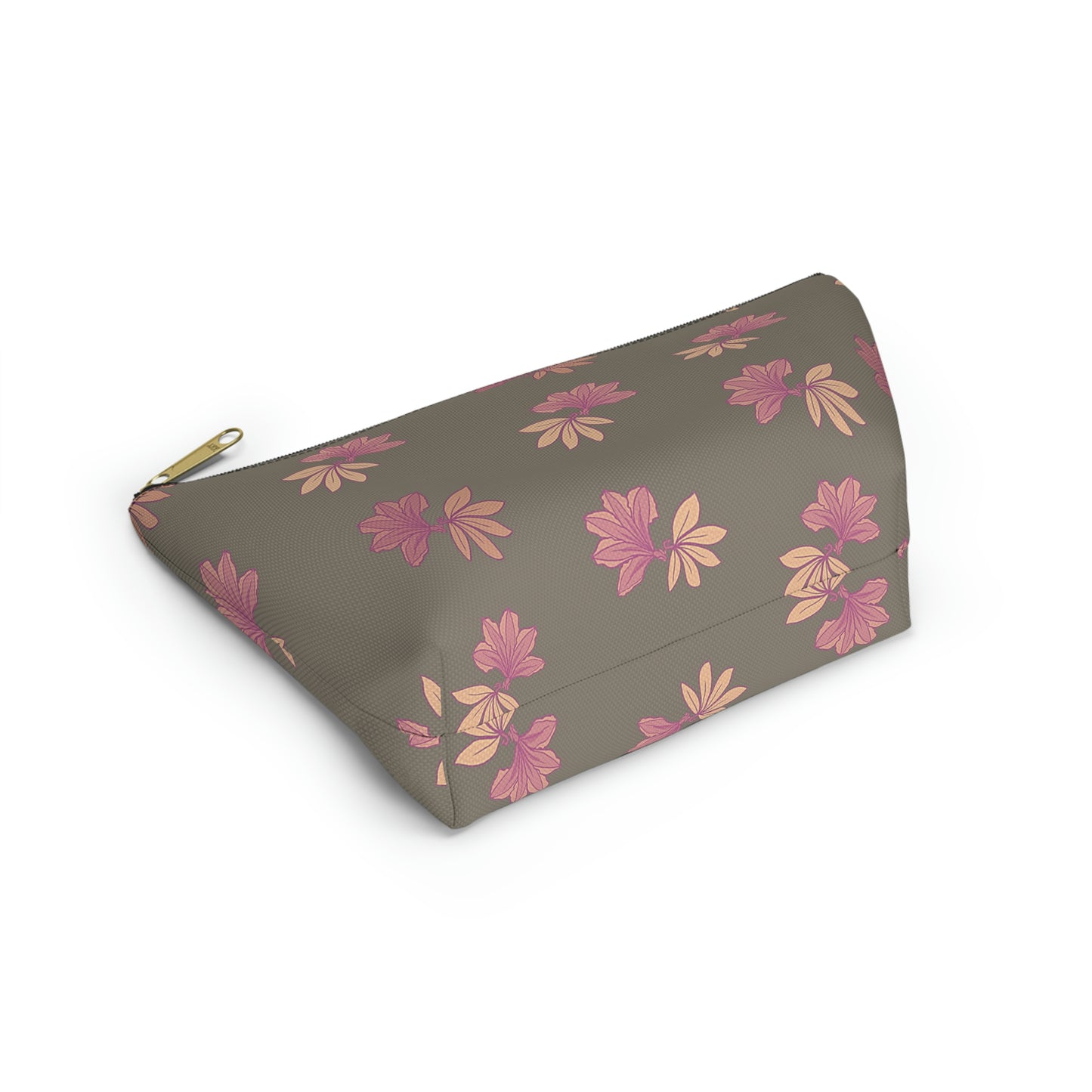 Naupaka Taupe & Pink Accessory Pouch w T-bottom