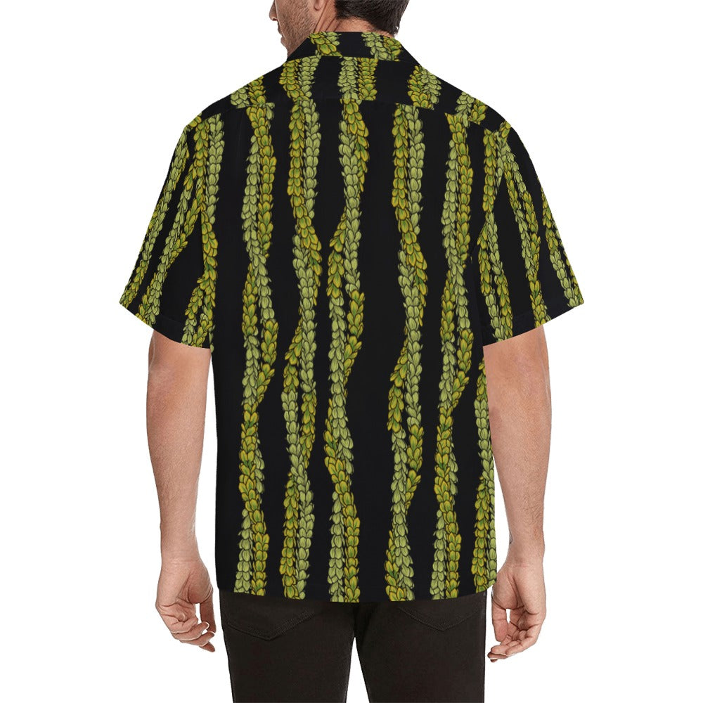 Pakalana Lei Hawaiian Print Men's Aloha Shirt - Black Hawaiian Shirt