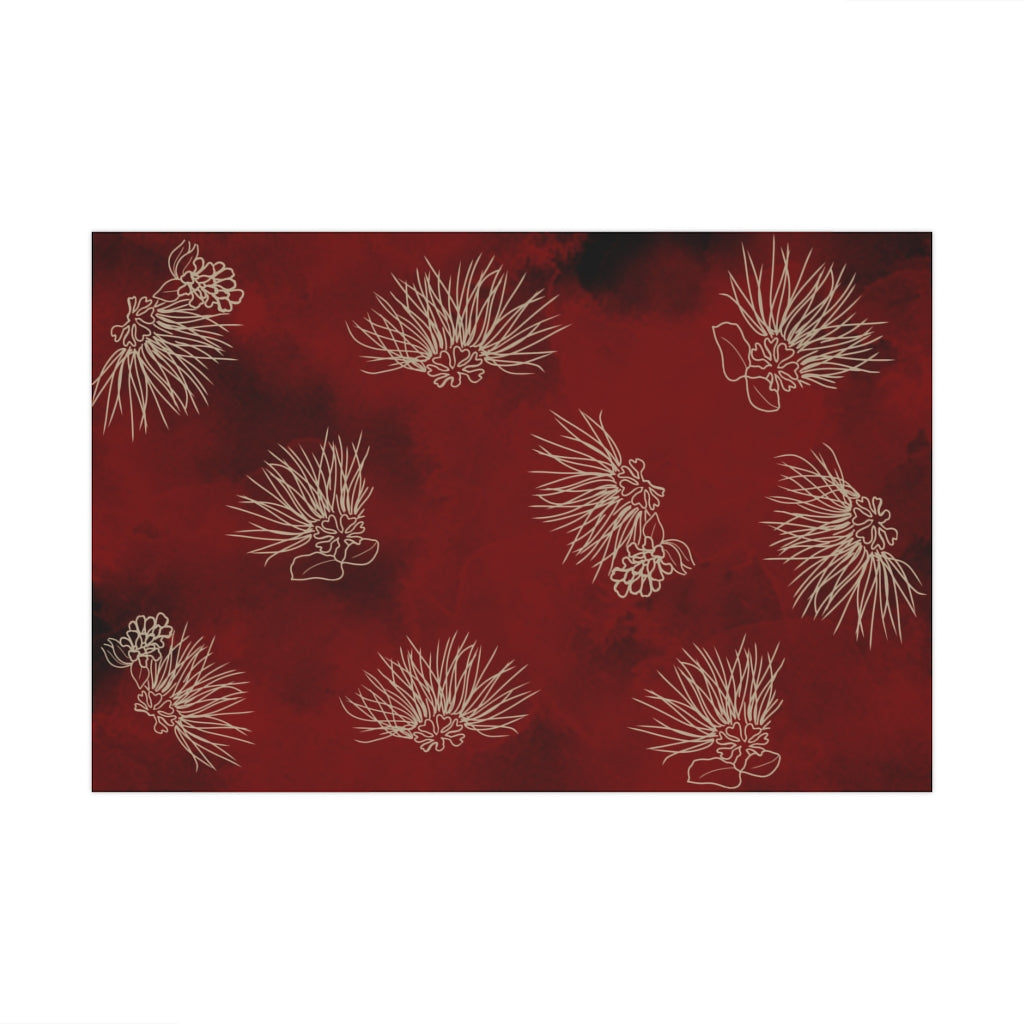 'Ohia Lehua Gift Wrap Paper, 1pc - Red Watercolor