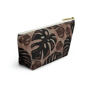 Monstera Watercolor Accessory Pouch with T-bottom