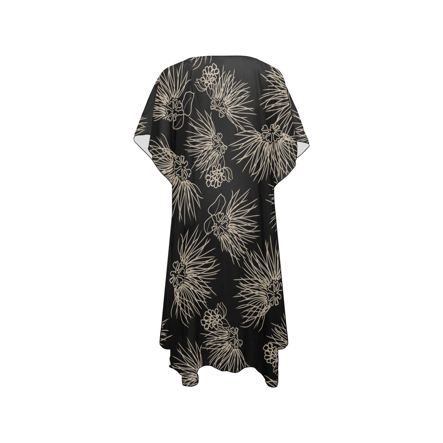 'Ohia Lehua Black Mid Length Chiffon Cover Up with Side Slits Mid-Length Side Slits Chiffon Cover Up