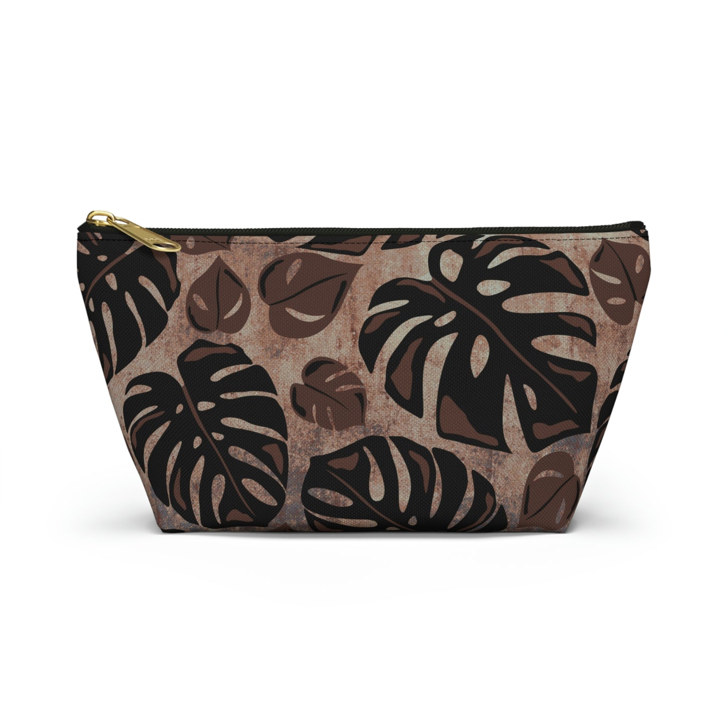 Monstera Watercolor Accessory Pouch with T-bottom