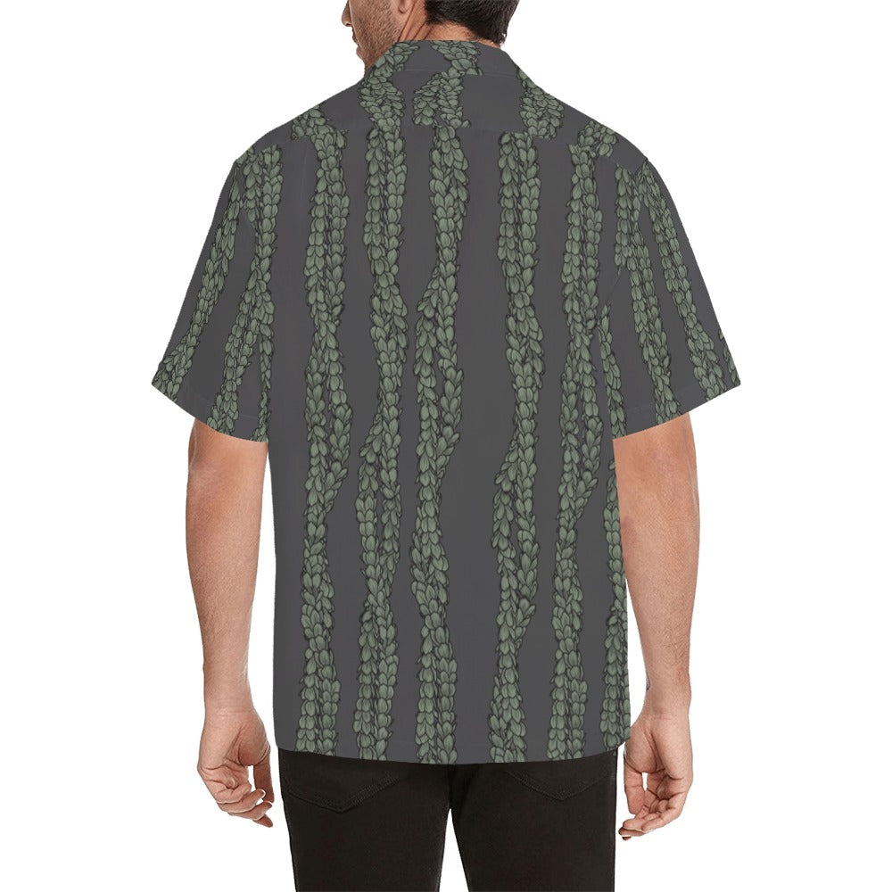 Pakalana Lei Hawaiian Print Men's Aloha Shirt - Gray Hawaiian Shirt