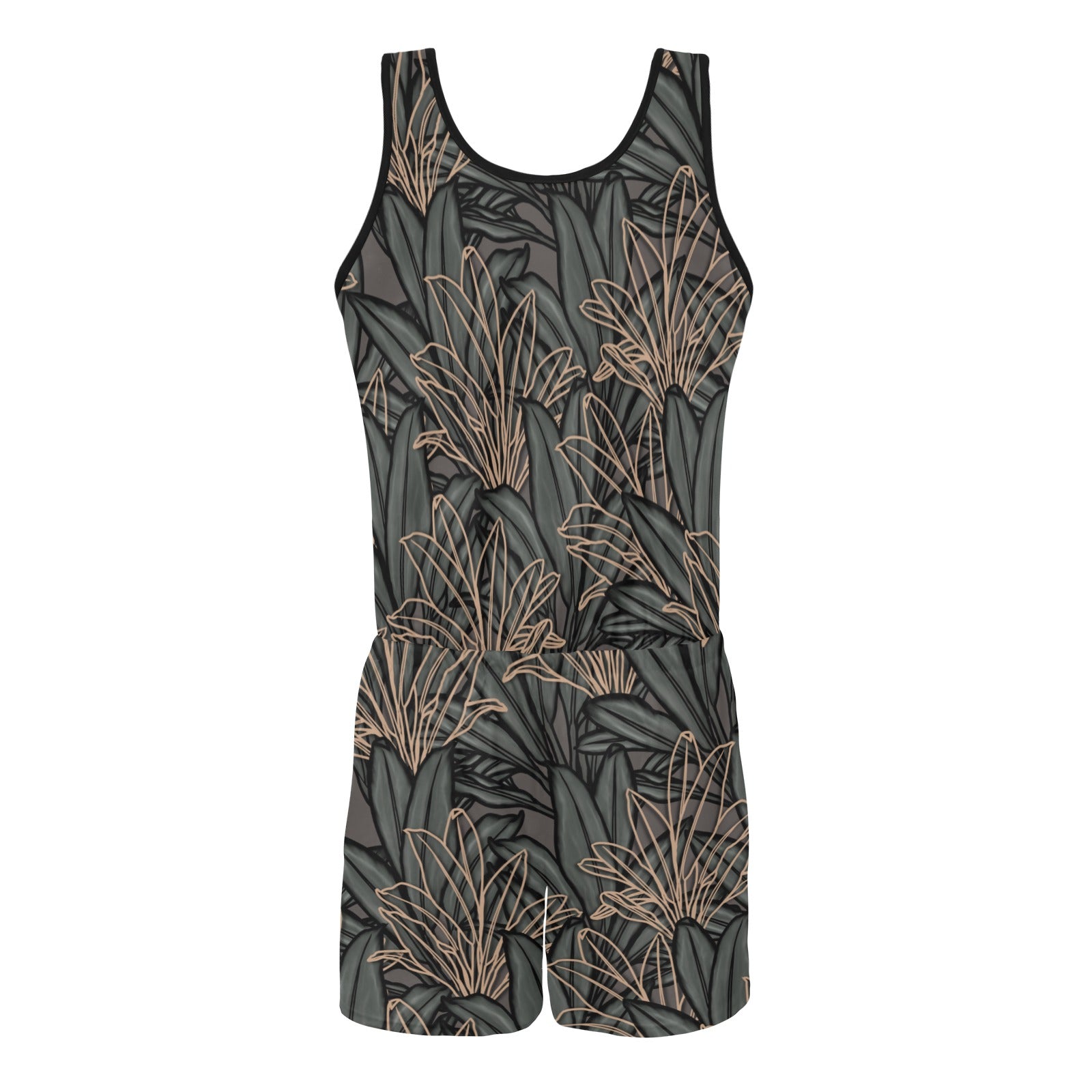 La'i Ti-Leaf Hawaiian Print Design Short Romper Vest Short Jumpsuit