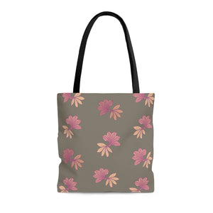 Naupaka Pua Tote Bag Pink & Taupe - Naupaka Kahakai and Naupaka Kuahiwi