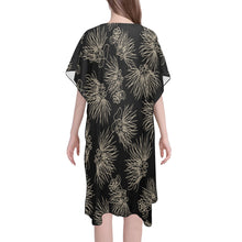 Load image into Gallery viewer, &#39;Ohia Lehua Black Mid Length Chiffon Cover Up with Side Slits Mid-Length Side Slits Chiffon Cover Up