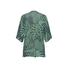 Load image into Gallery viewer, Ulu Breadfruit Hawaiian Print Kimono Cover Up - Teal (Chiffon Cover Up)